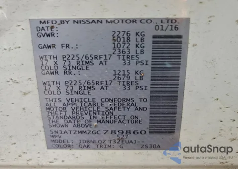 2016 Nissan Rogue S из США, поврежденный, VIN 5N1AT2MM2GC789860